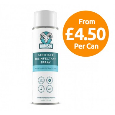 Ramsol Anti-Bacterial Sanitiser Spray 500ml Aerosol - From £4.50 Per Can