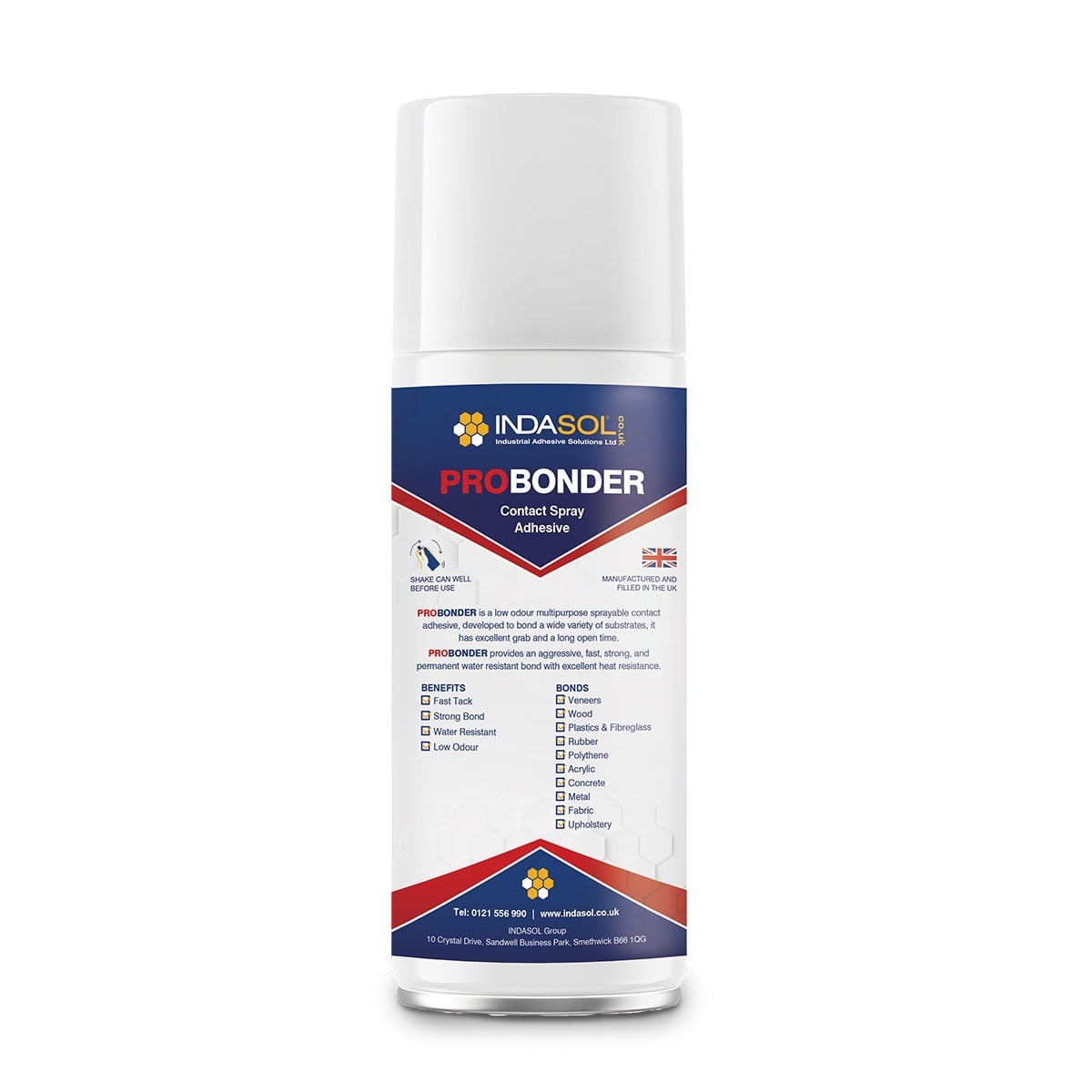 Indasol PROBONDER Contact Spray Adhesive Glue - 500ml Aerosol