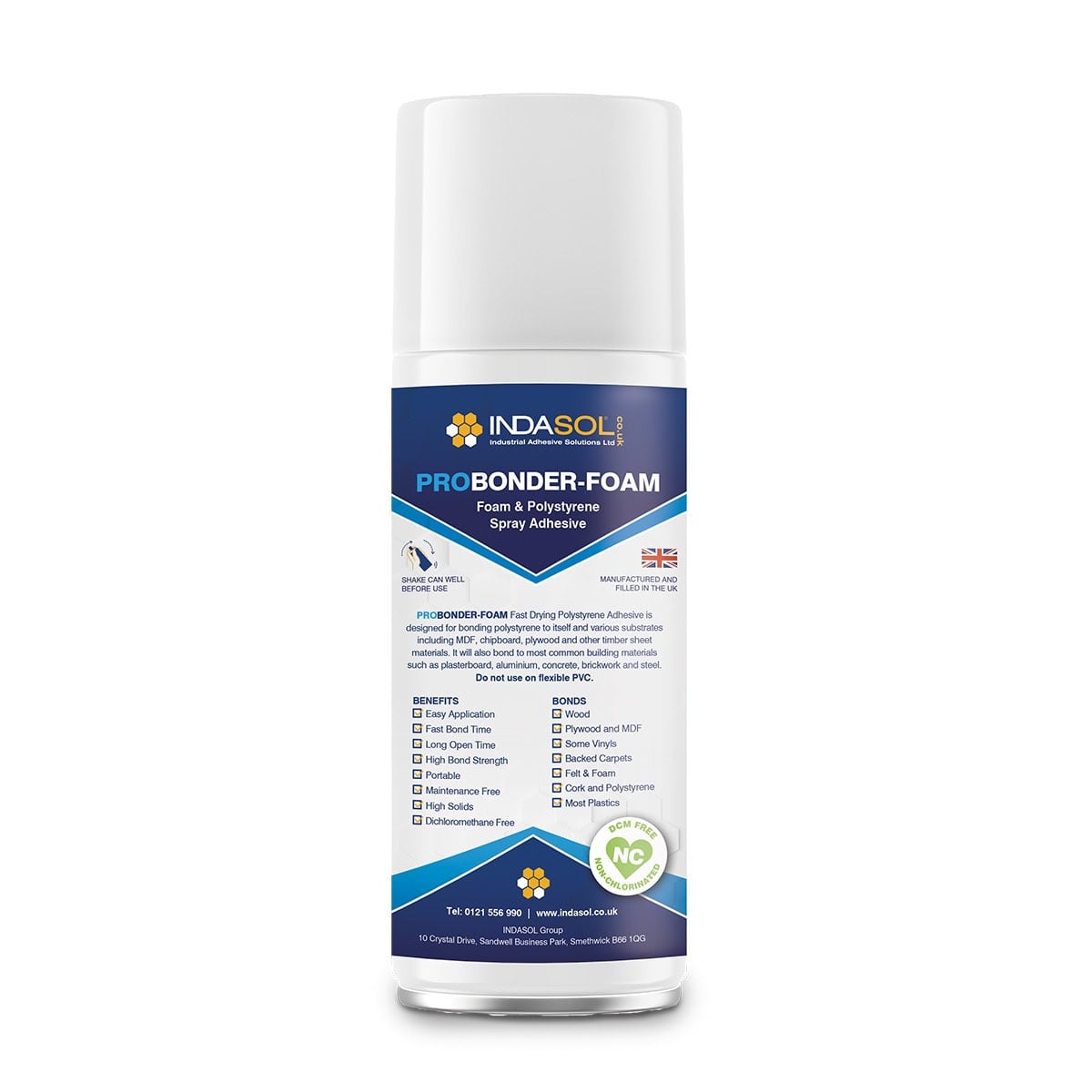 Indasol PROBONDER-Foam – Foam & Polystyrene Spray Adhesive Glue - 500ml Aerosol