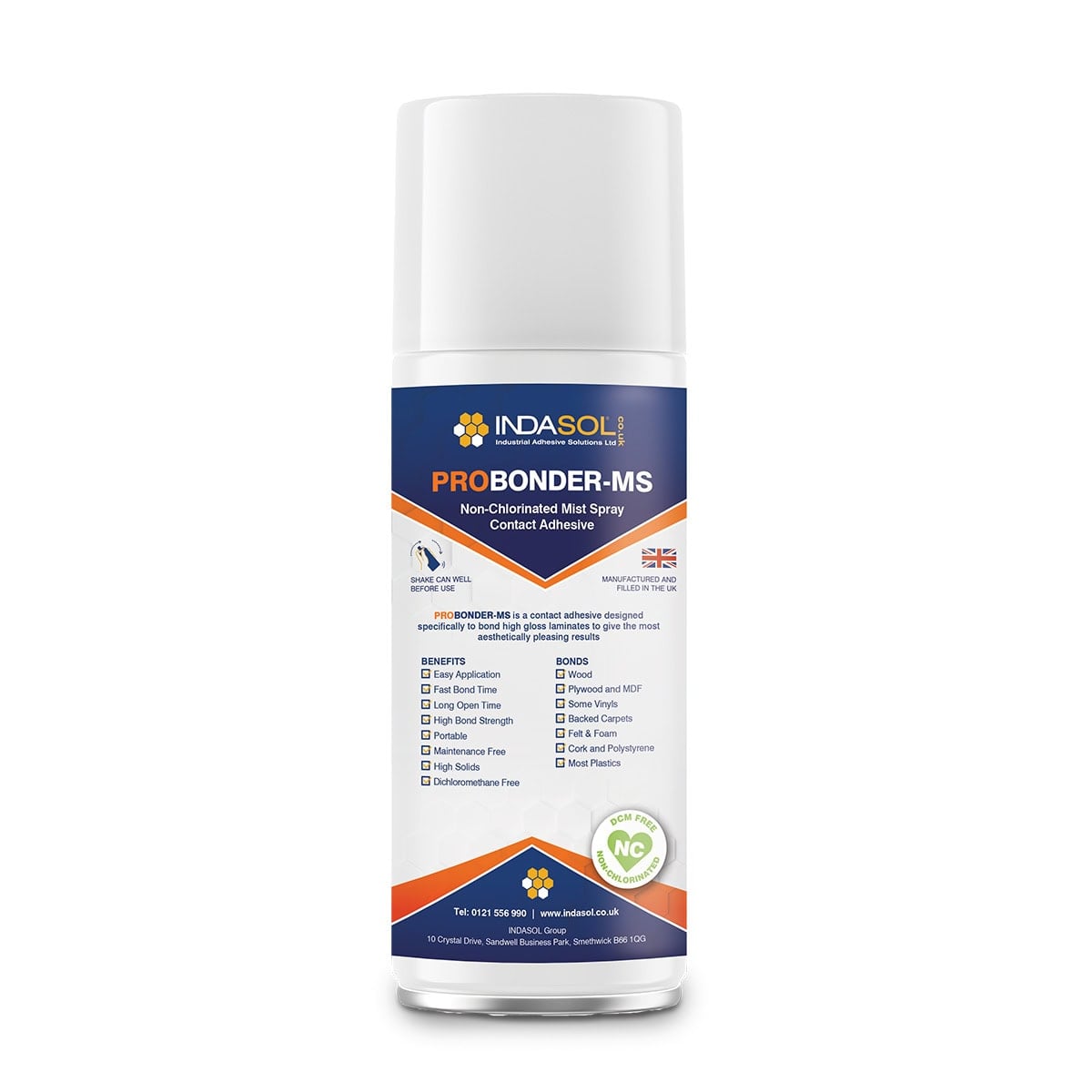Indasol PROBONDER-MS – Non-Chlorinated Mist Spray Contact Adhesive Glue - 500ml Aerosol